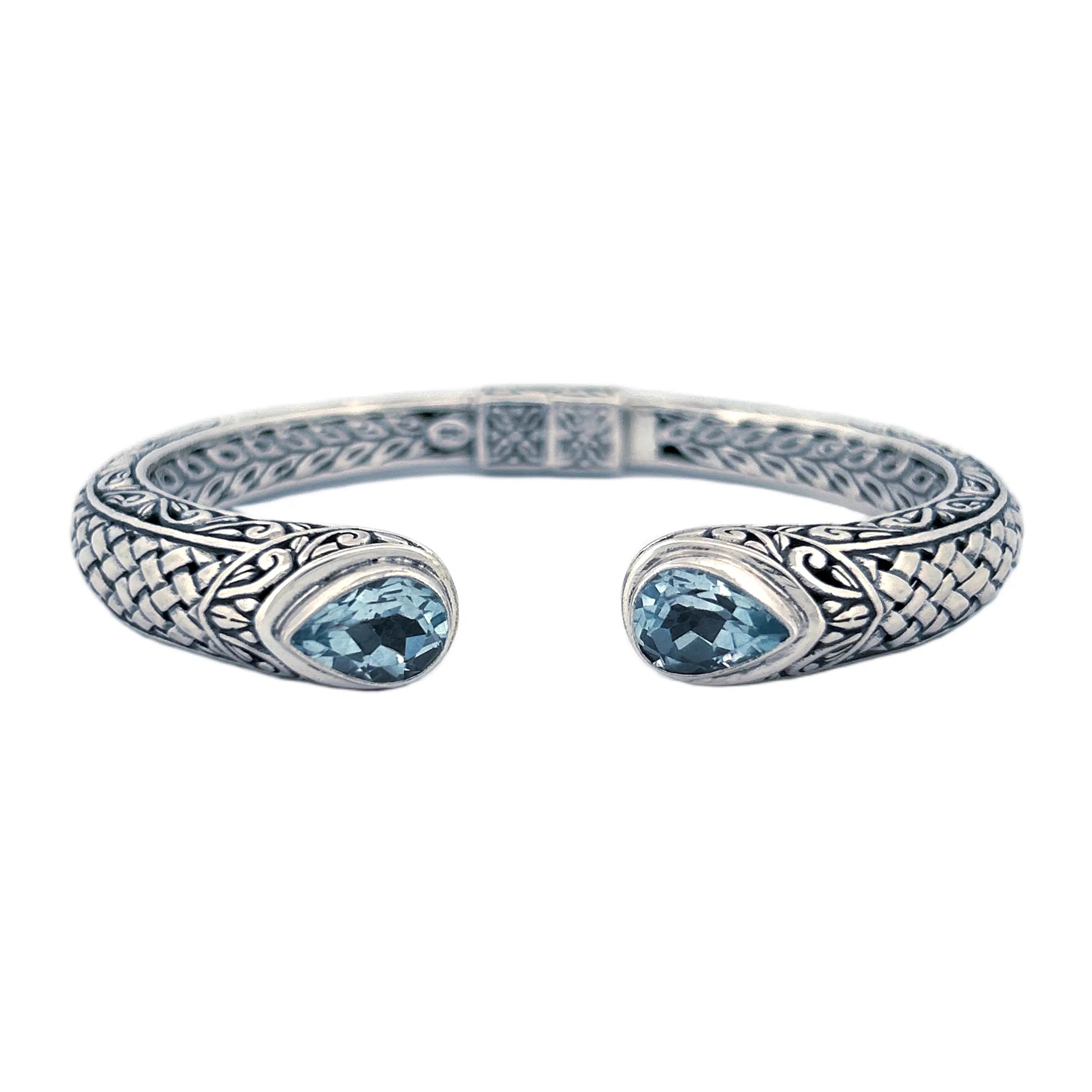 Signature Artisan Silver Bangle with Amethyst Ends