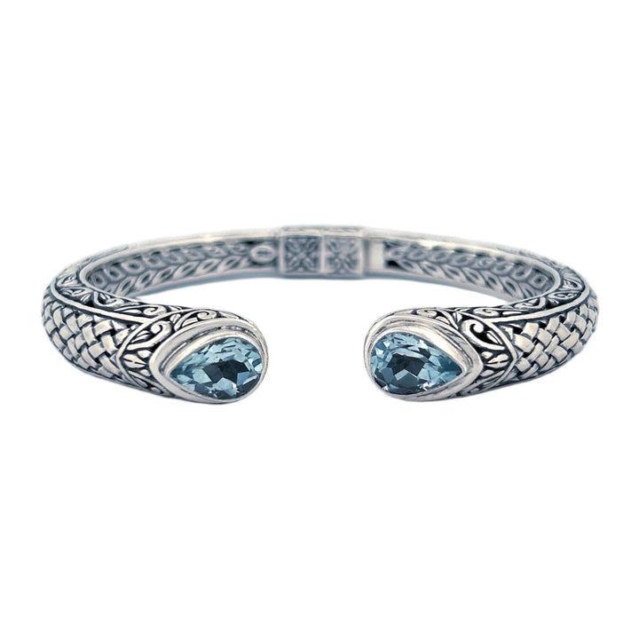 Signature Artisan Silver Bangle with Amethyst Ends