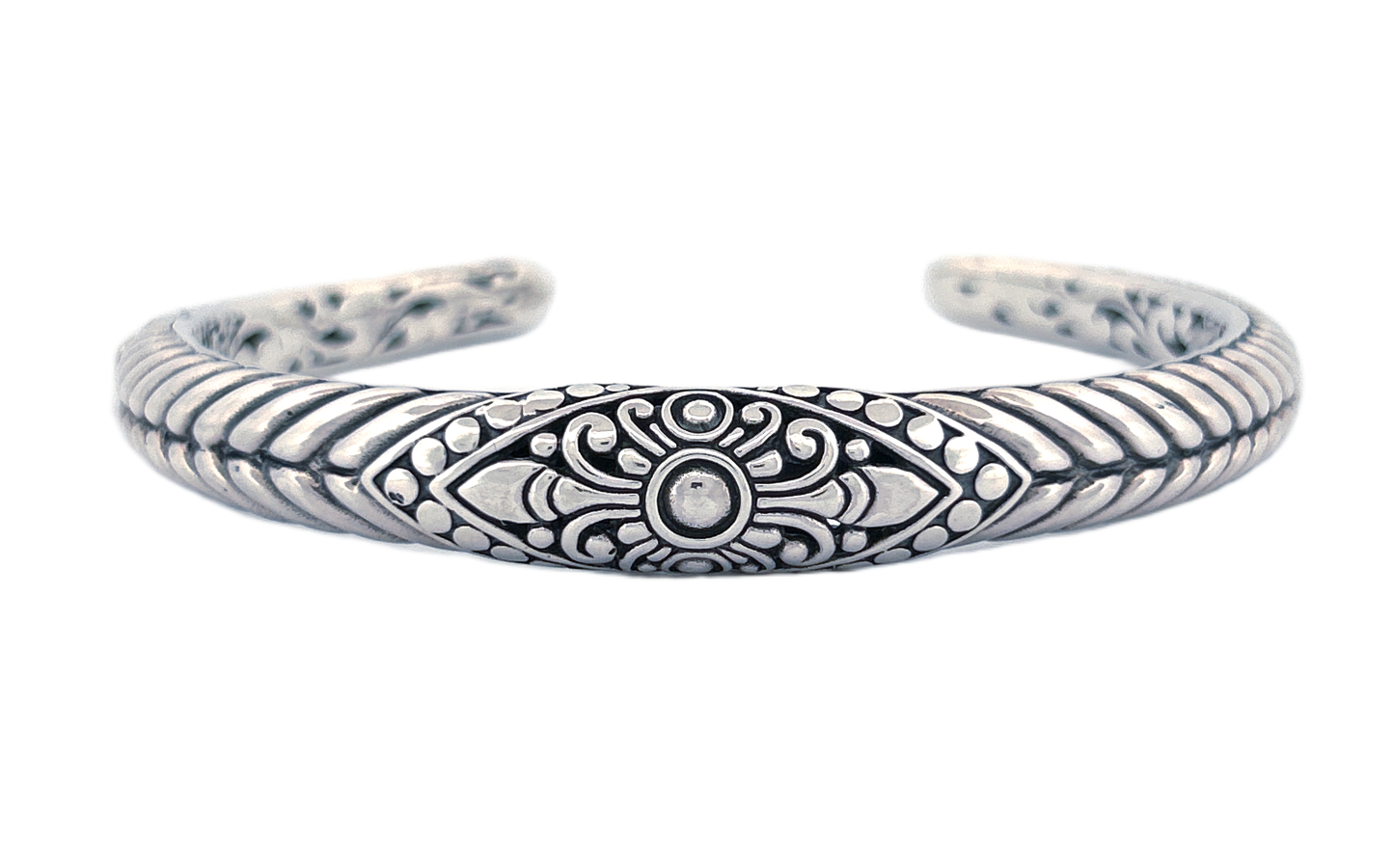 Signature Artisan Silver Bracelet with Floral Motifs
