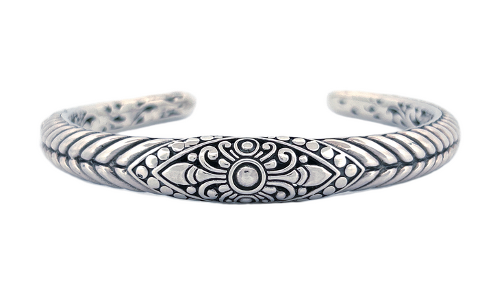 Signature Artisan Silver Bracelet with Floral Motifs