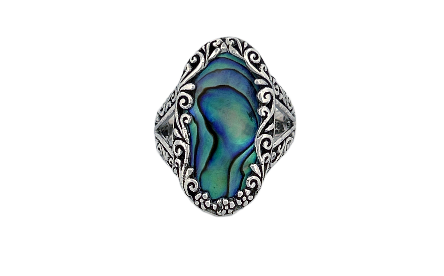 Natural Abalone Shell Handmade Sterling Silver Ring- R85