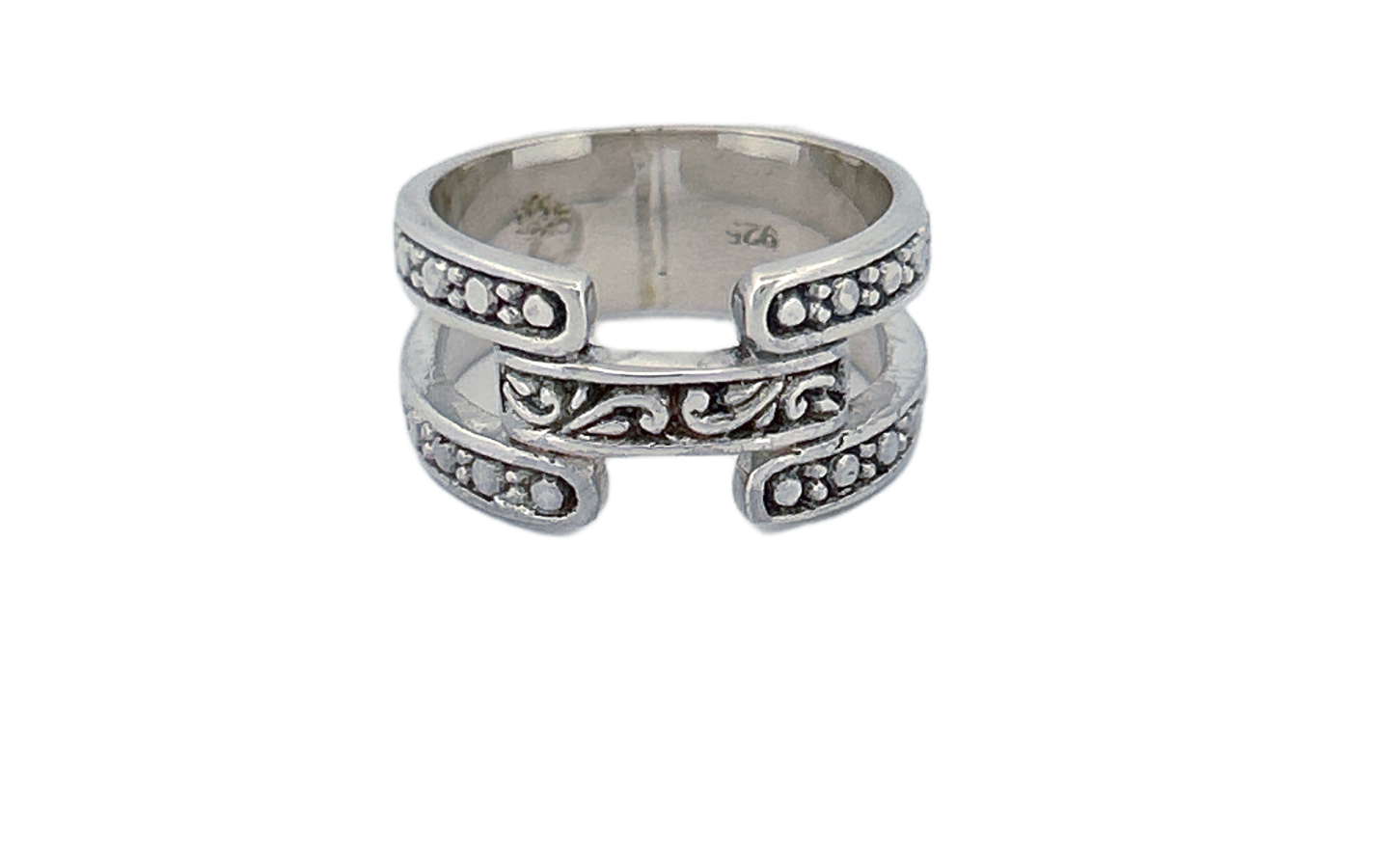 Sterling Silver Open‑Band Filigree Ring