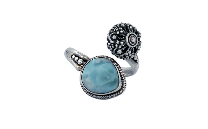 Sterling Silver Larimar Ring – Open Design