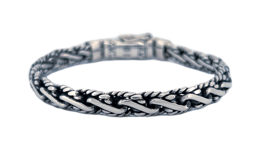 Genuine 925 Sterling Silver Bracelet with Spring Box Lock- CB26