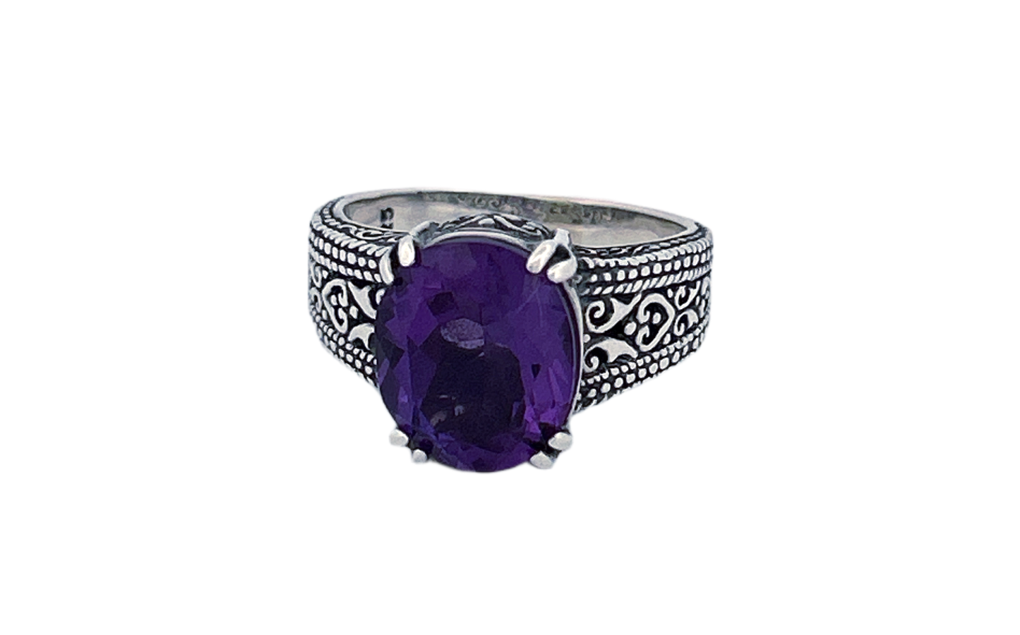 Sterling Silver Oval Amethyst Cocktail Ring-R49