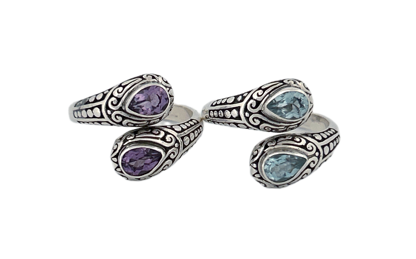 925 Sterling Silver Teardrop Shaped Amethyst Ring-R81