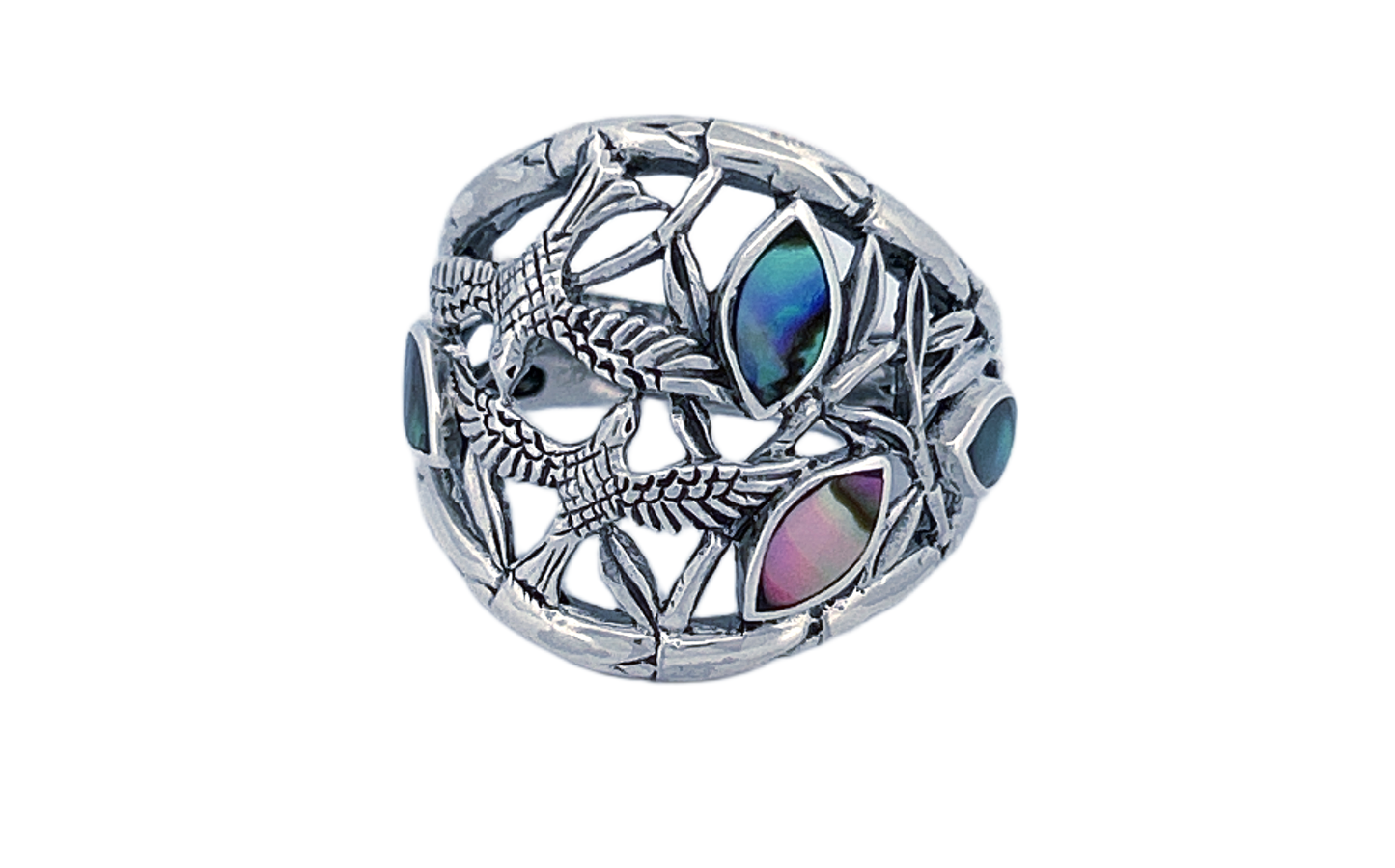 Handcrafted Sterling Silver Abalone Shell Ring-R51