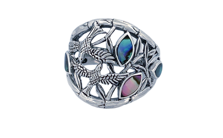 Handcrafted Sterling Silver Abalone Shell Ring-R51