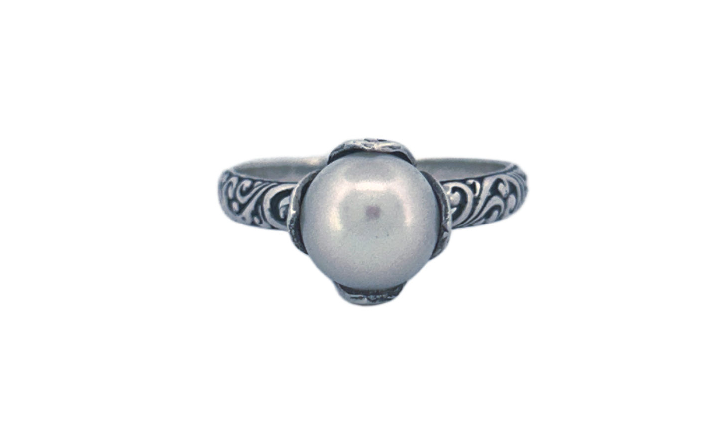 Sterling Silver Filigree Ring with Freshwater Pearl
