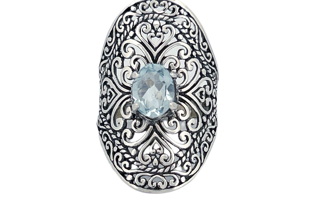 Sterling Silver Gemstone Ring – Blue Topaz or Amethyst