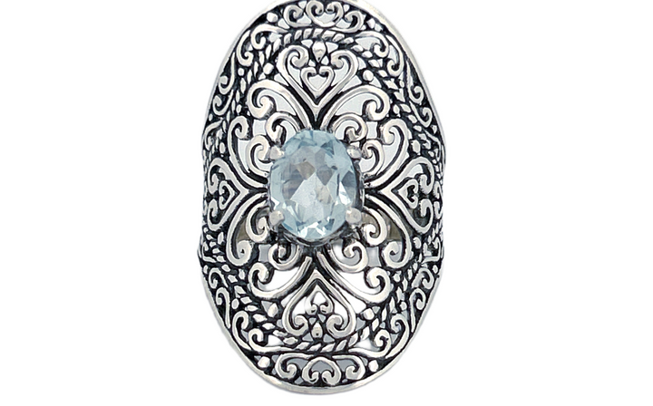 Sterling Silver Gemstone Ring – Blue Topaz or Amethyst