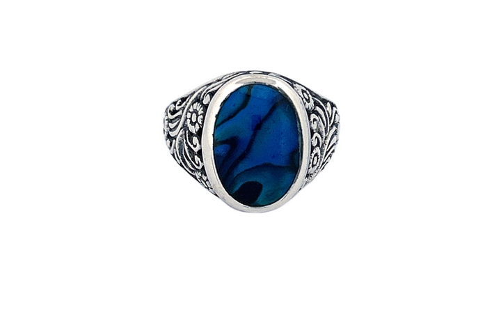 Sterling Silver Gemstone Rings – Abalone Shell & Coral