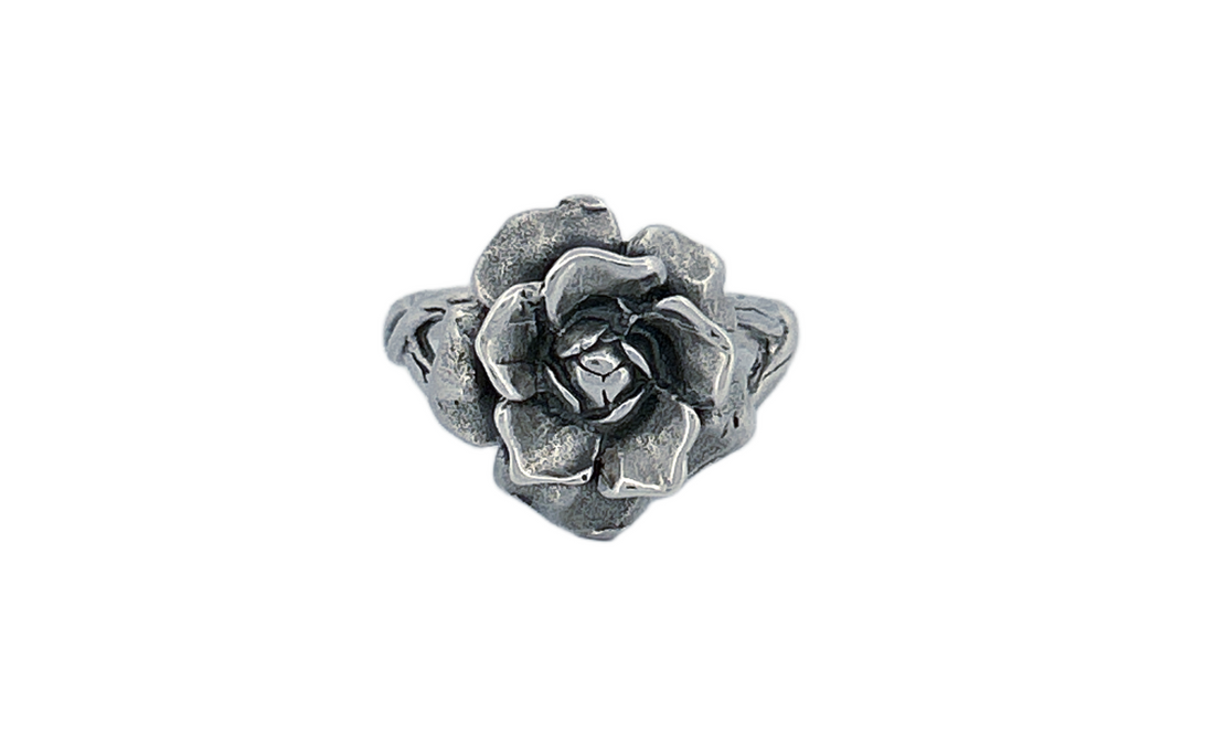 Sterling Silver 3D Rose Ring