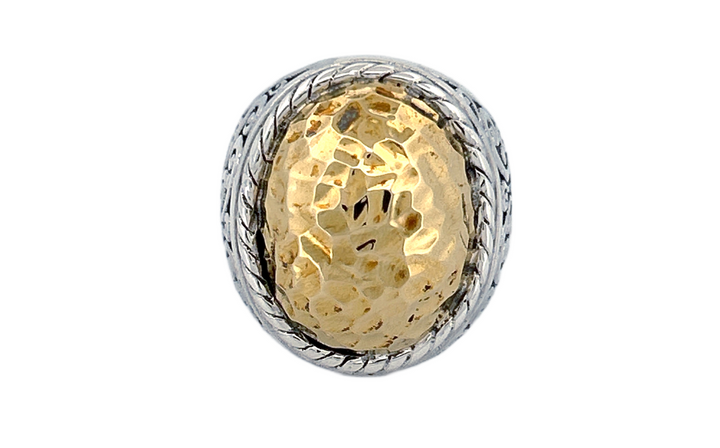 Sterling Silver & Hammered Brass Statement Ring