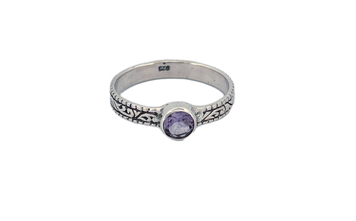 Sterling Silver Amethyst Ring – Petite Vine Band