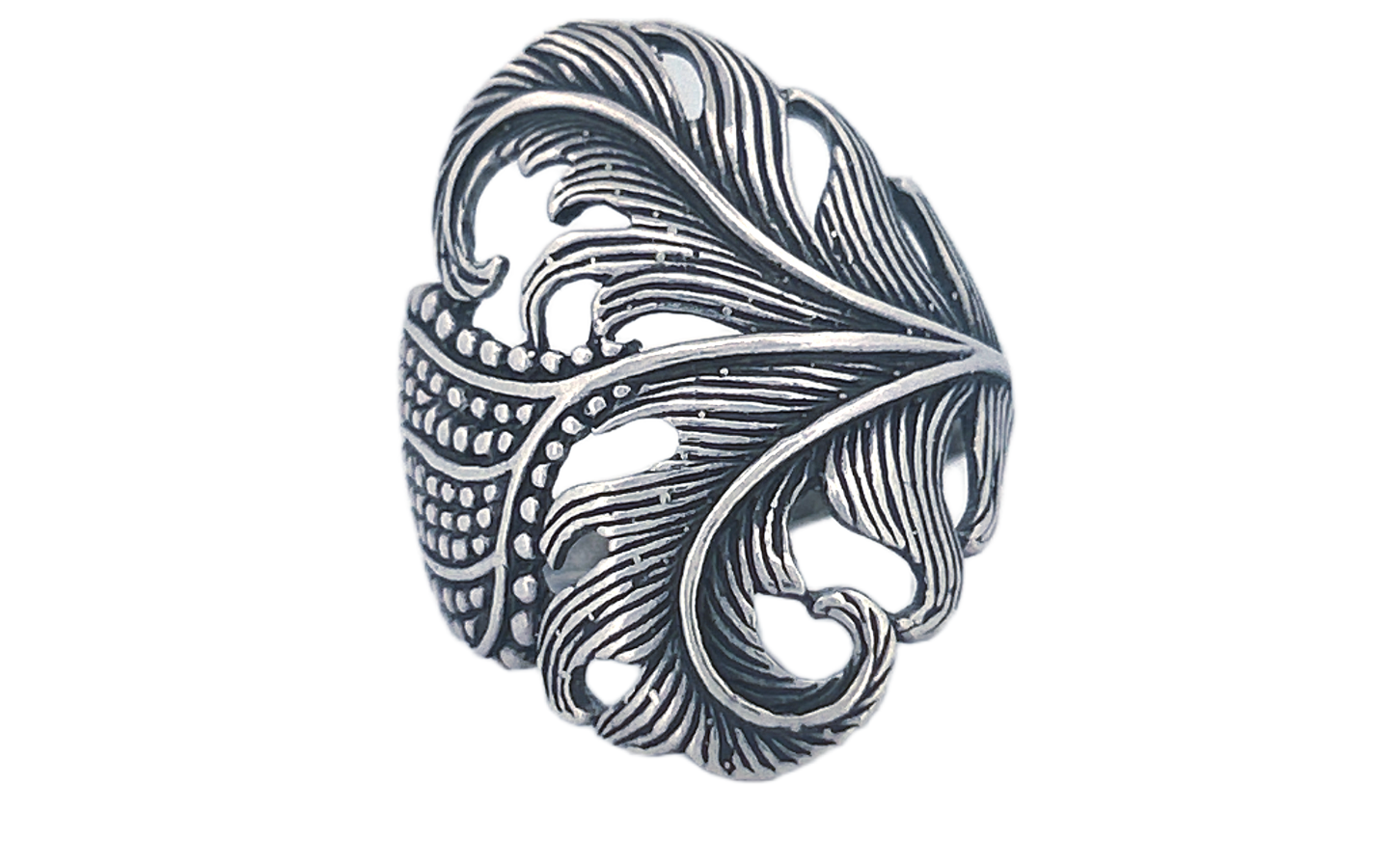 Sterling Silver Feather Ring – Sculpted Design
