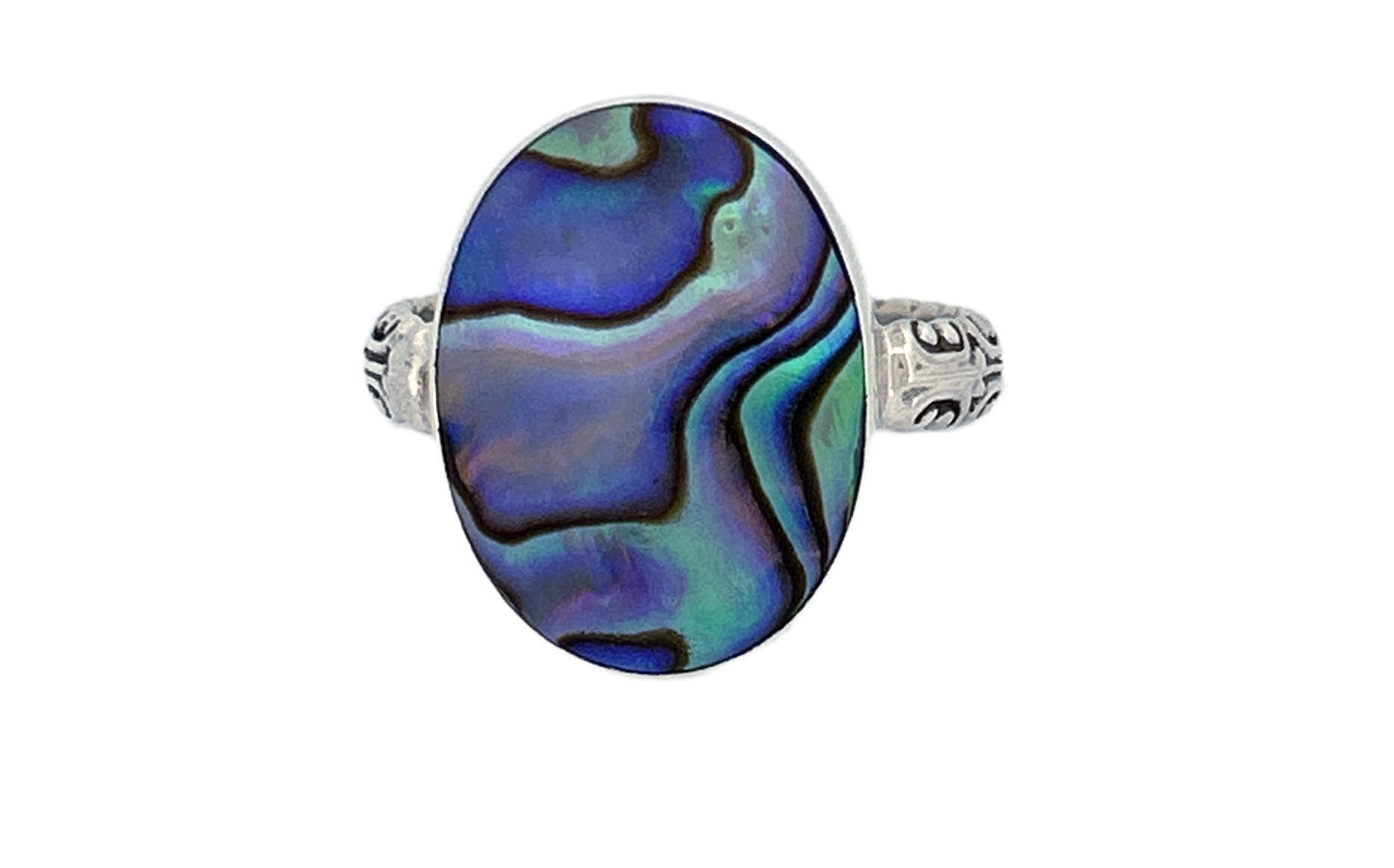 Oval Abalone Shell Sterling Silver Ring-R79