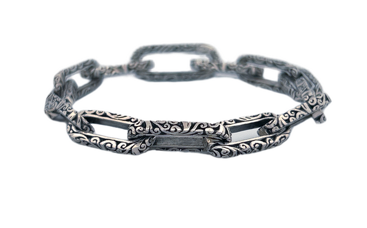 Handmade Sterling Silver Paper Clip Chain Link Bracelet-CB36