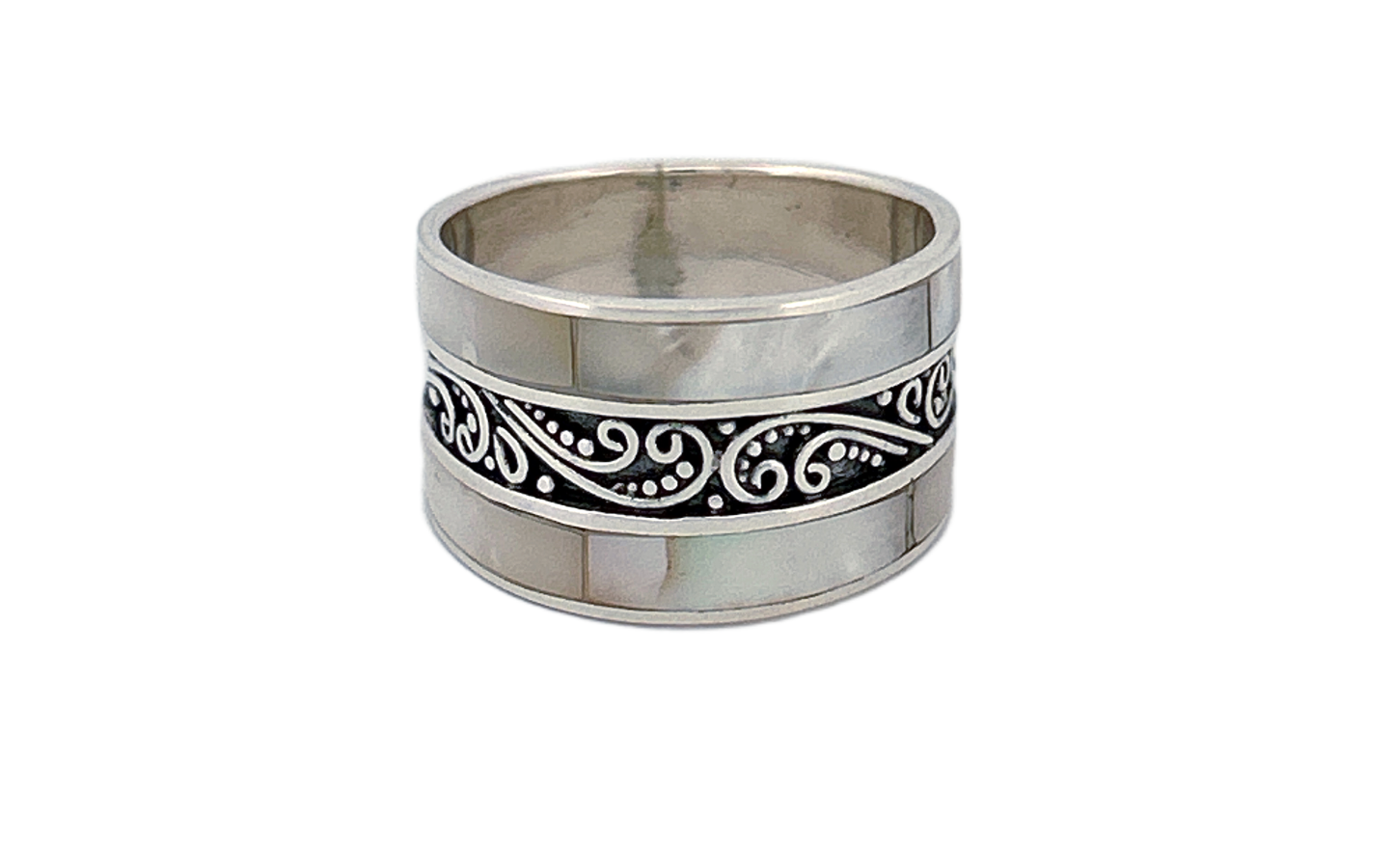 Sterling Silver Mother of Pearl Band Ring