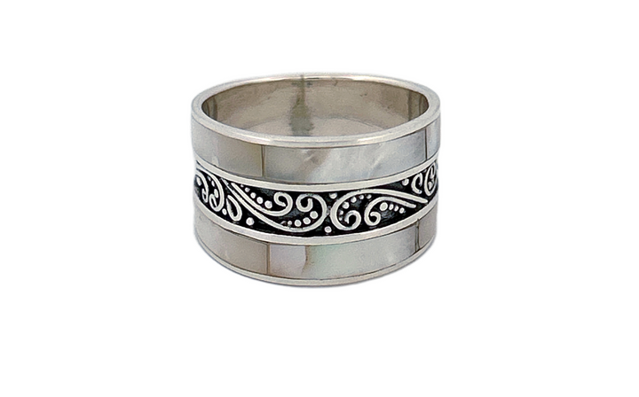 Sterling Silver Mother of Pearl Band Ring