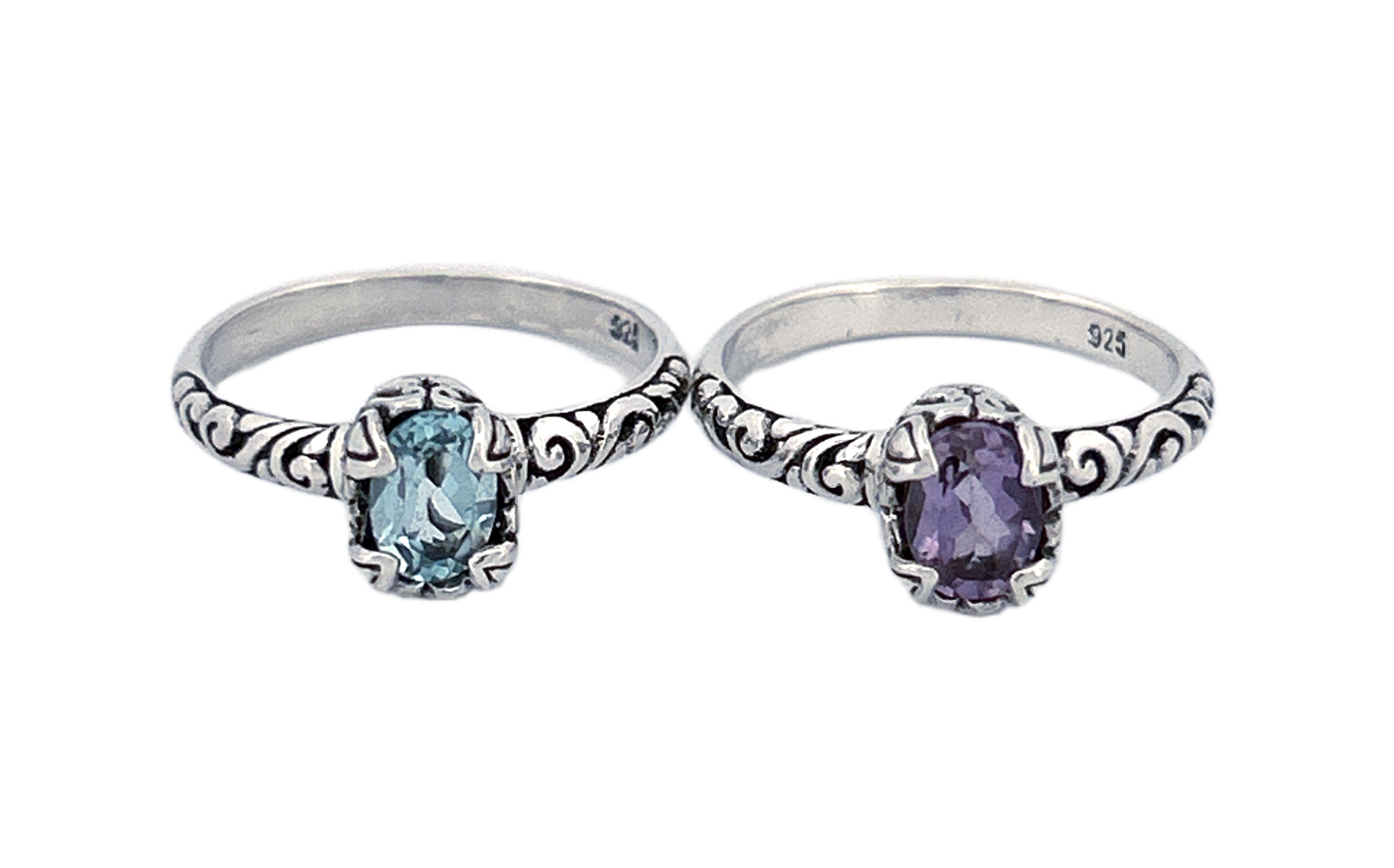 Sterling Silver Gemstone Rings – Blue Topaz or Amethyst