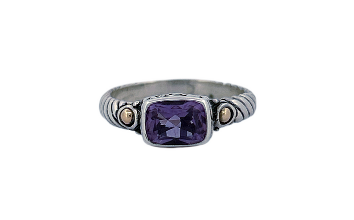 Handmade 925 Sterling Silver Natural Amethyst Cushion Cut Ring-R41