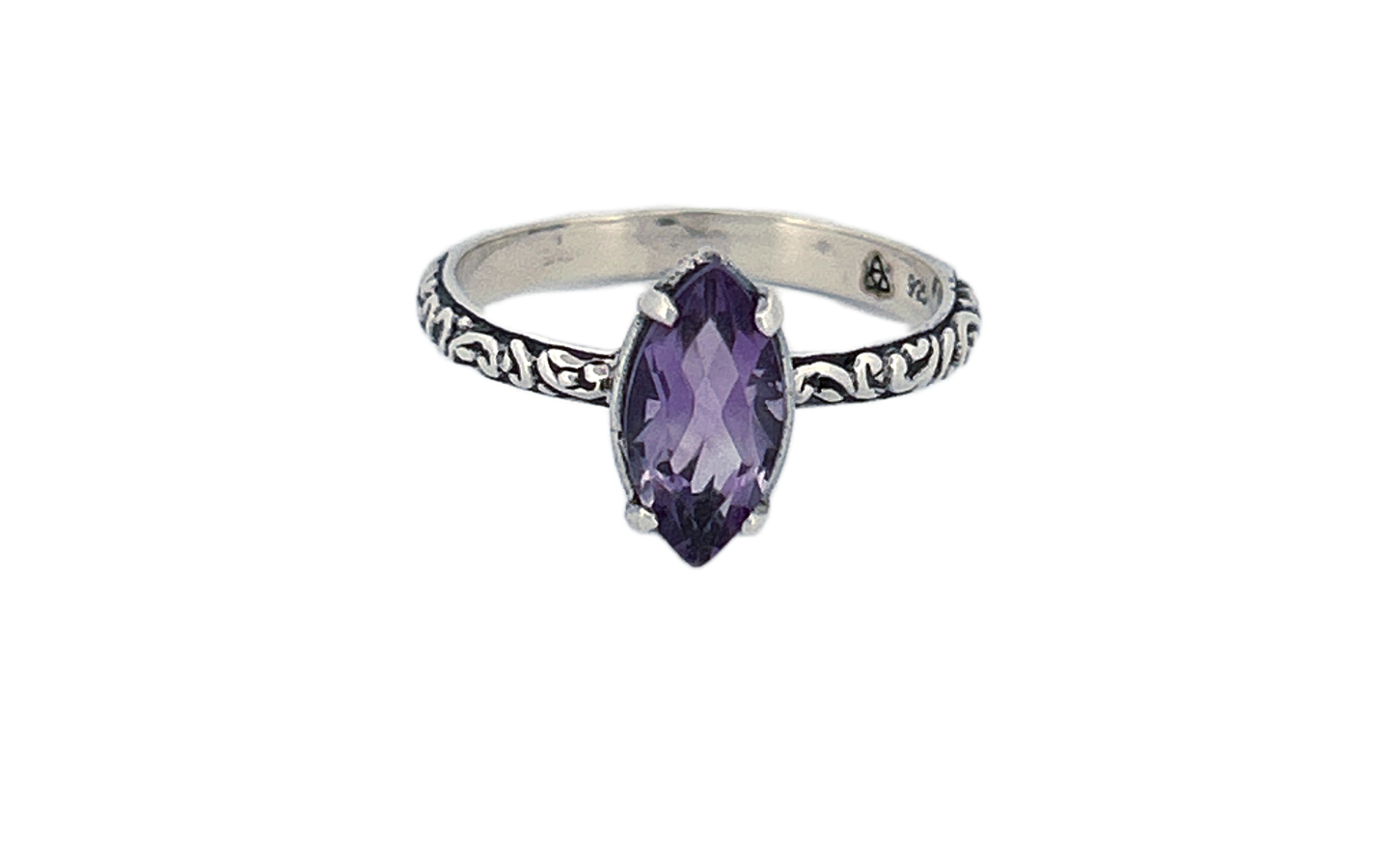 Sterling Silver Gemstone Ring – Marquise Cut Amethyst or Blue Topaz