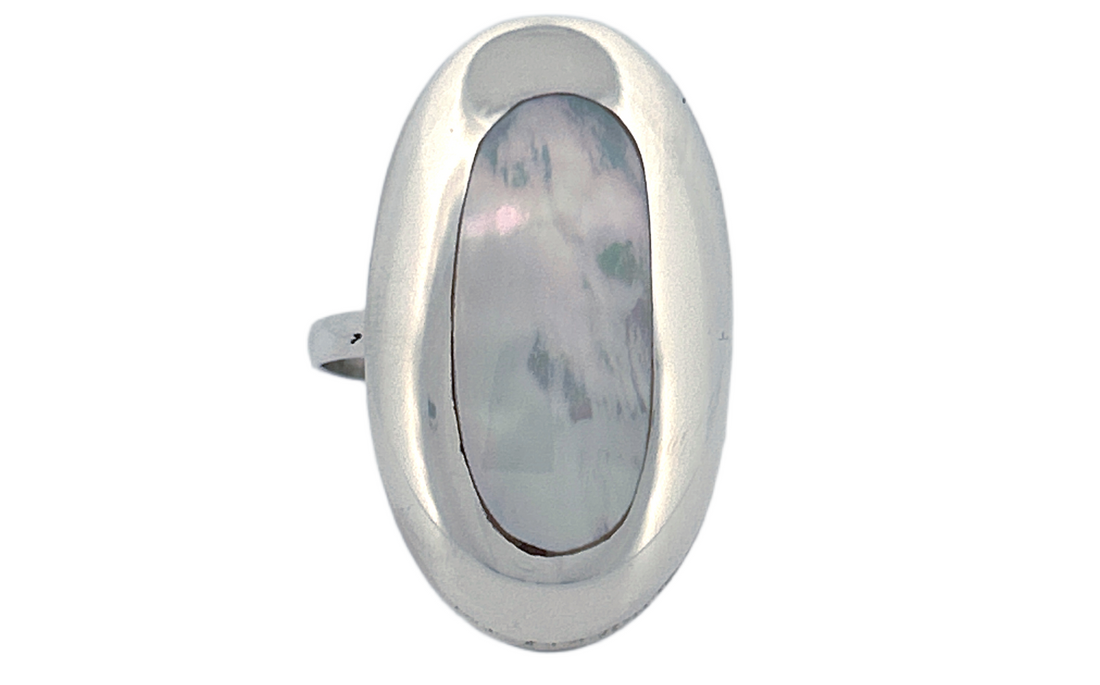 Sterling Silver Twin‑Shell Ring — Mother of Pearl & Abalone