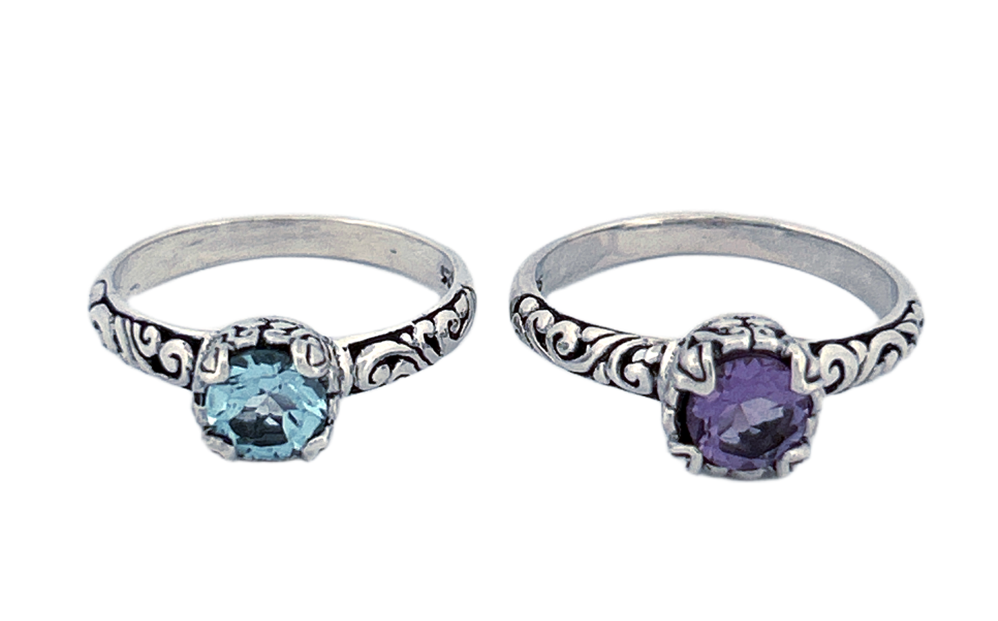 Sterling Silver Gemstone Rings – Blue Topaz or Amethyst