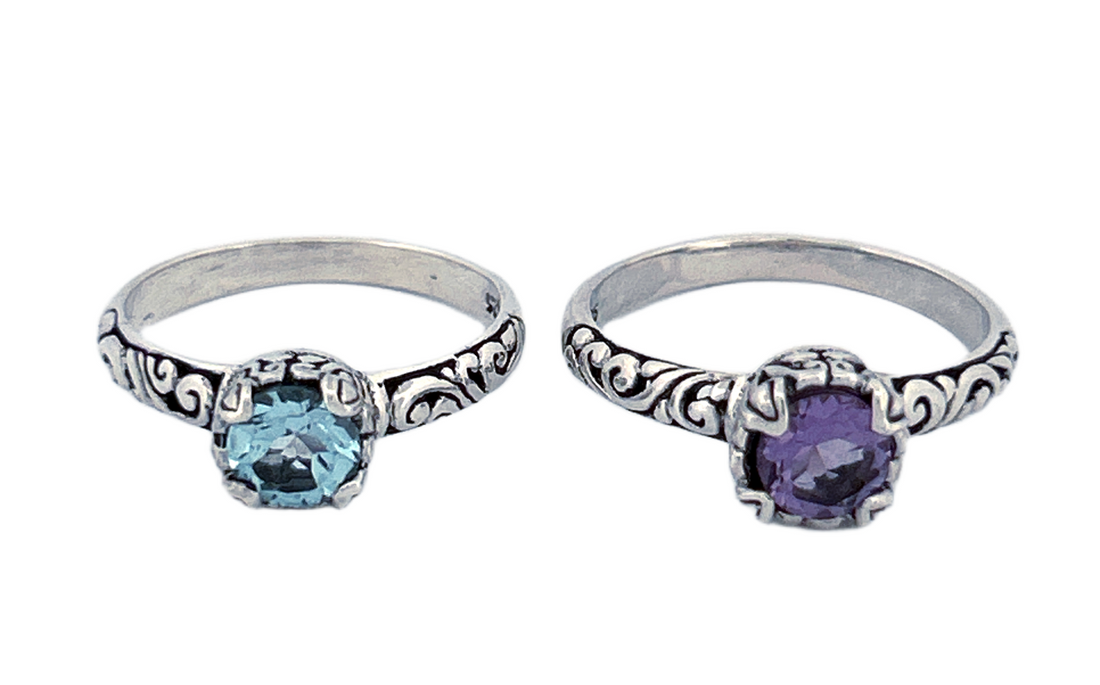 Sterling Silver Gemstone Rings – Blue Topaz or Amethyst