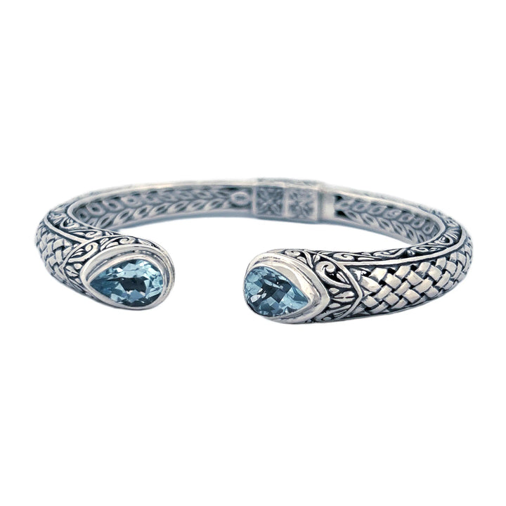 Signature Artisan Silver Bangle with Amethyst Ends