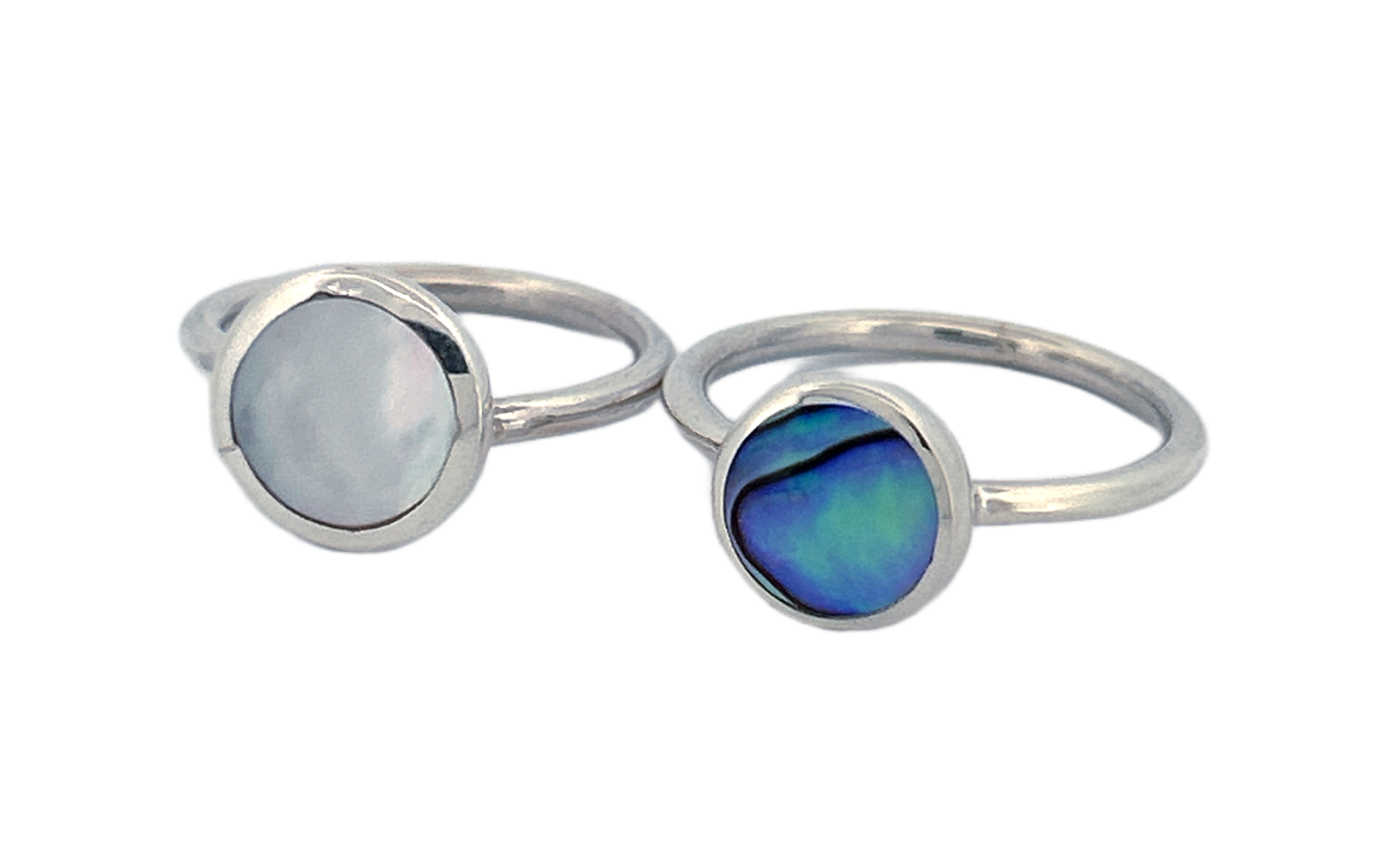 Sterling Silver Gemstone Rings – Mother of Pearl & Abalone Shell
