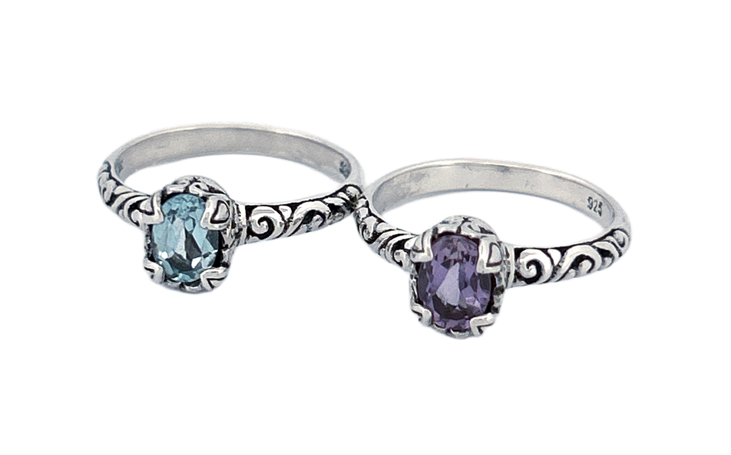 Sterling Silver Gemstone Rings – Blue Topaz or Amethyst