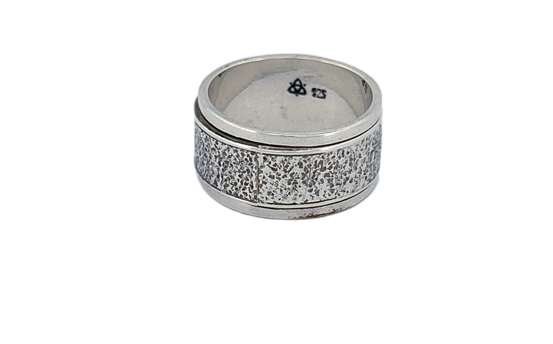 Sterling Silver Spinner Ring – Textured Band Design