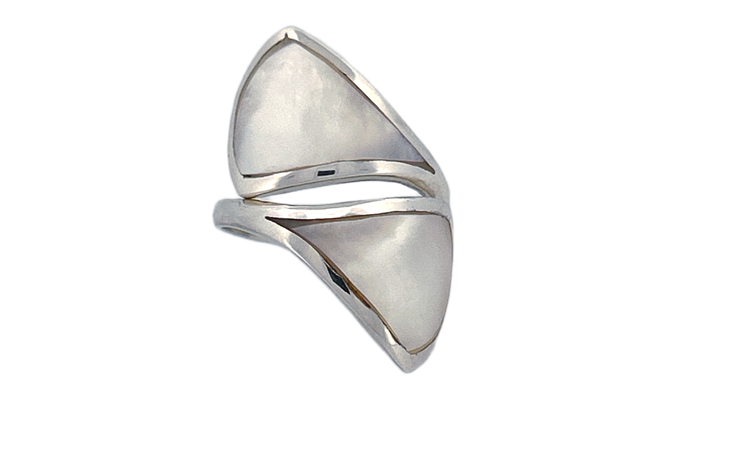 Sterling Silver Mother of Pearl Ring – Abstract Split Design