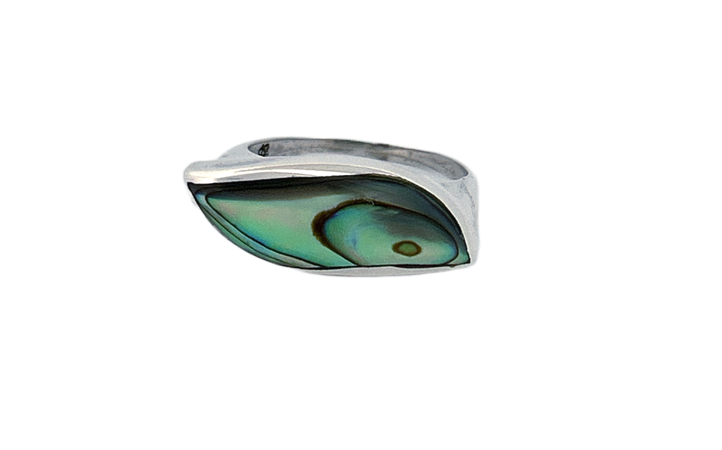 Sterling Silver Abalone Shell Ring – Modern Wave Design