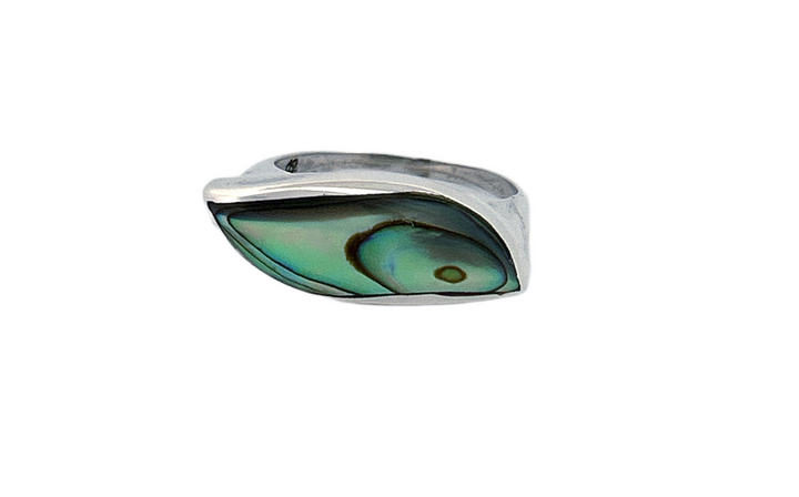 Sterling Silver Abalone Shell Ring – Modern Wave Design