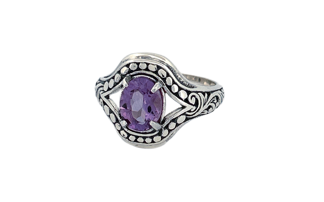 Sterling Silver Gemstone Ring – Amethyst & Blue Topaz