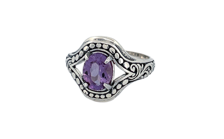 Sterling Silver Gemstone Ring – Amethyst & Blue Topaz