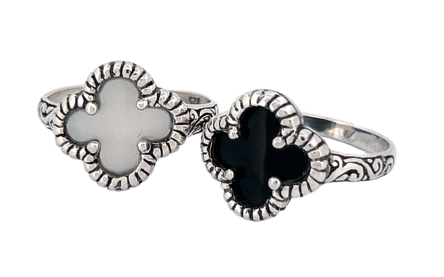 Handcrafted Sterling Silver Mother of Pearl Clover Ring R74