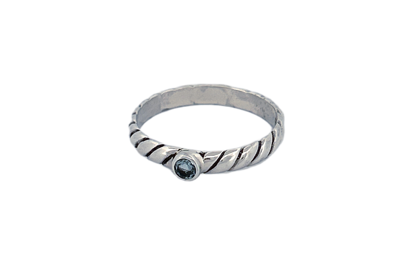 Sterling Silver Peridot Ring – Twisted Band Design