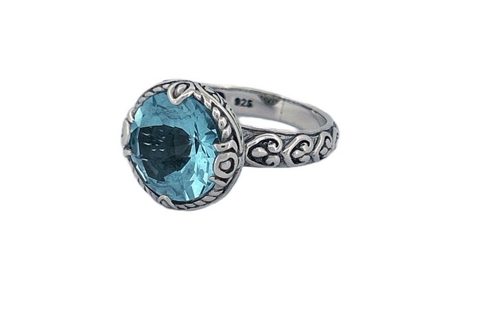 Handcrafted Sterling Silver Blue Topaz Cocktail Ring-R46