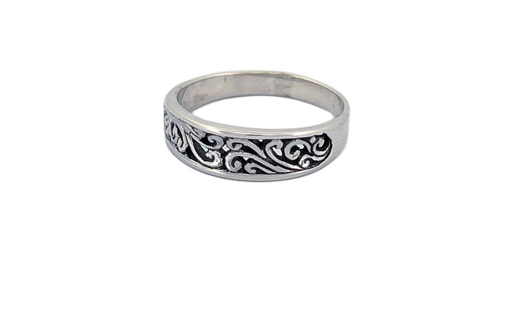Sterling Silver Band Ring – Swirl Pattern Design