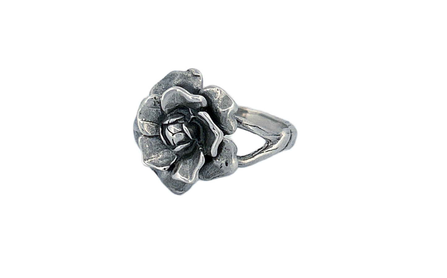 Sterling Silver 3D Rose Ring