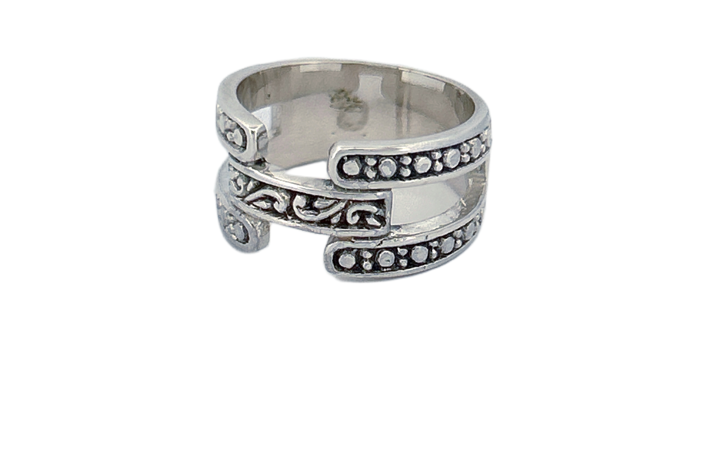 Sterling Silver Open‑Band Filigree Ring