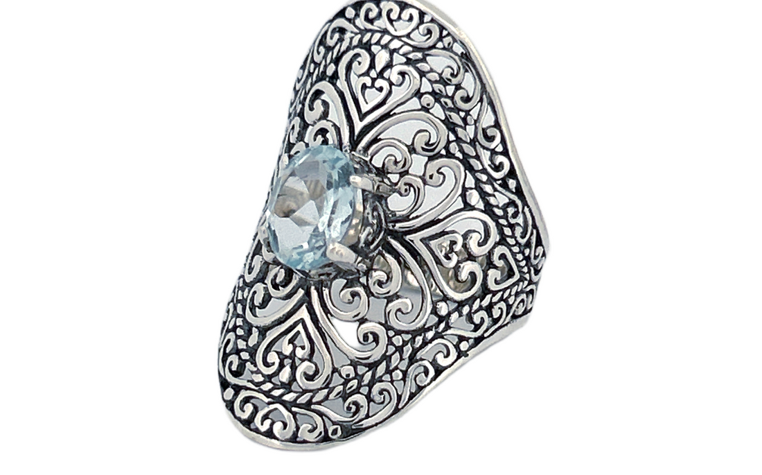 Sterling Silver Gemstone Ring – Blue Topaz or Amethyst