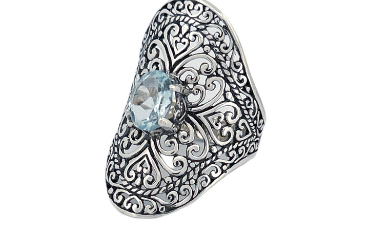 Sterling Silver Gemstone Ring – Blue Topaz or Amethyst