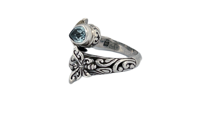 Natural Blue Topaz Butterfly Ring in 925 Sterling Silver-R43