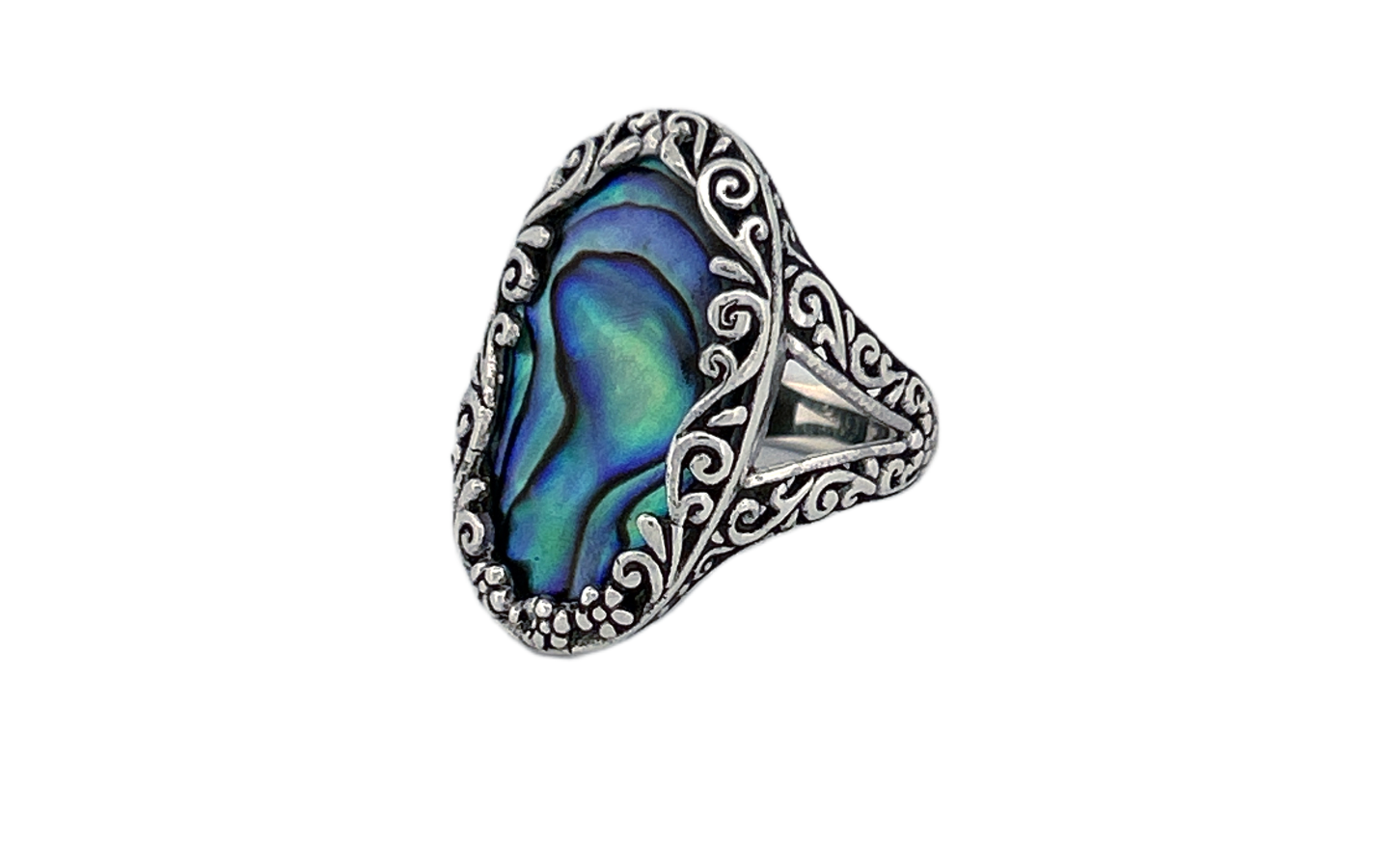 Natural Abalone Shell Handmade Sterling Silver Ring- R85