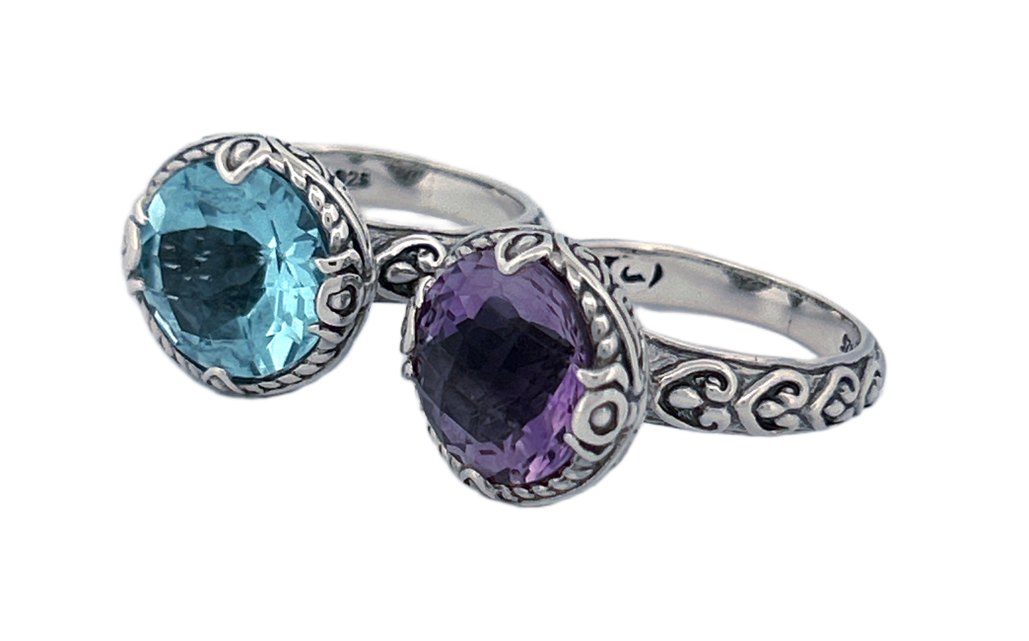 Handcrafted Sterling Silver Blue Topaz Cocktail Ring-R46